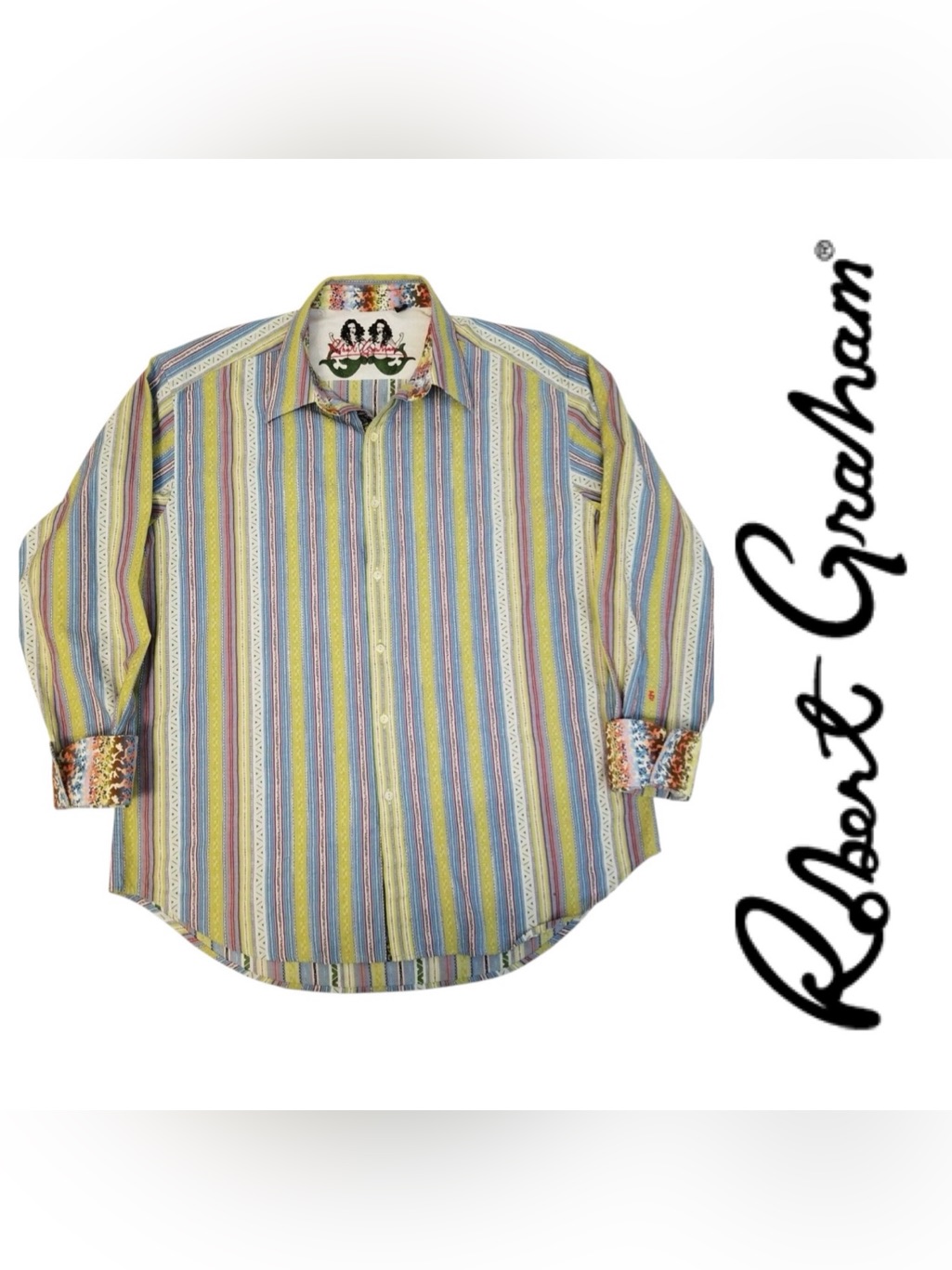 Robert Graham Mermaid Loud Multicolor Striped Long Sleeve Button Up